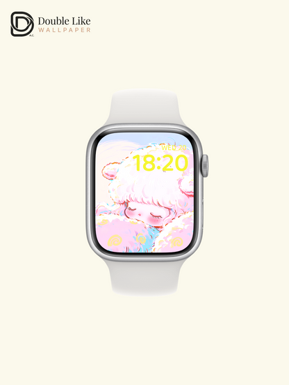 Cute Sleeping Lamb Anime Girl Cozy Pastel Cloud Kawaii Aesthetic Wallpaper [#HW1499]