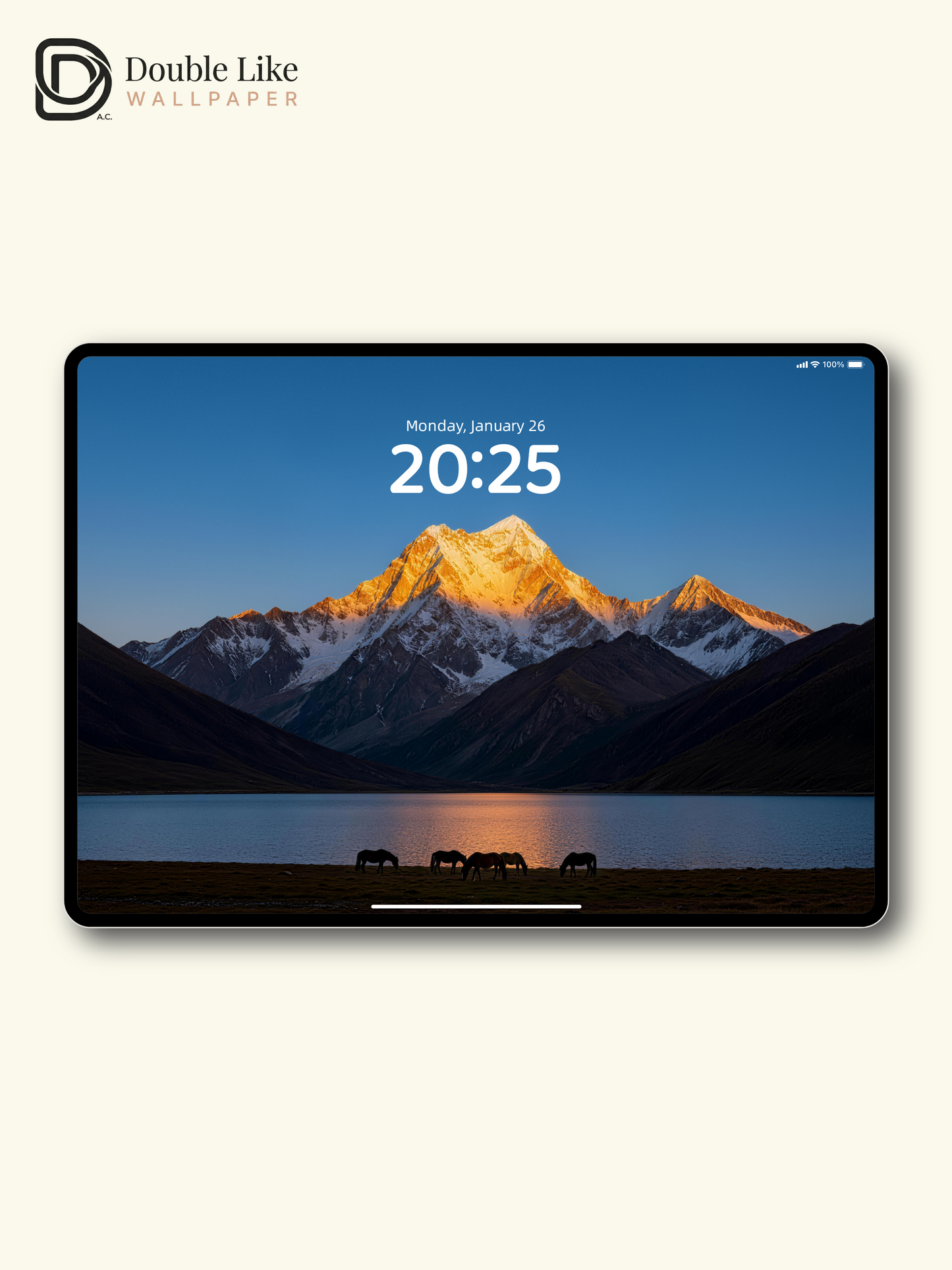 Golden Snow Mountain Lake Horse Healing Landscape Wallpaper Pack [#LFHL30208]