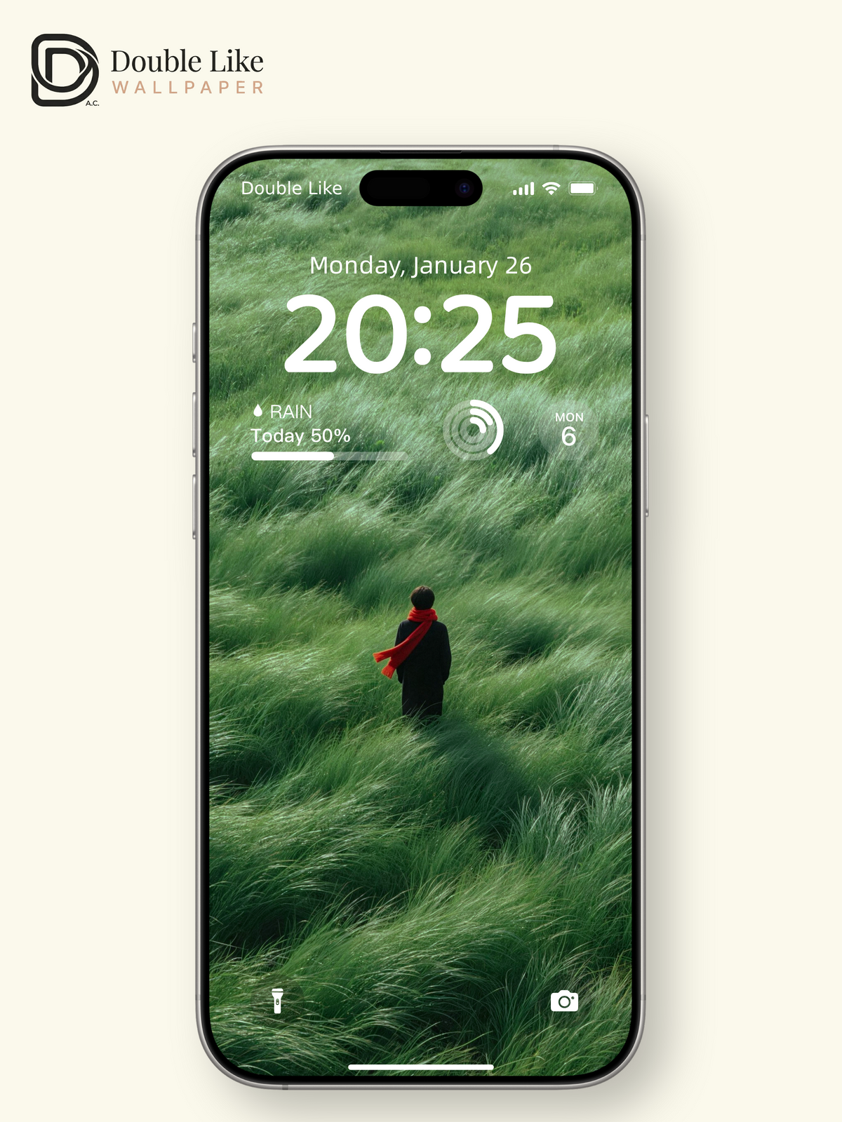 Windy Green Grassland & Red Scarf Solitary Figure Aesthetic Wallpaper Pack [#JJ230807]