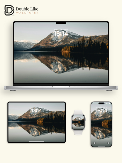 Snowy Mountain Lake Reflection Landscape Wallpaper Pack [#ZJYR001]