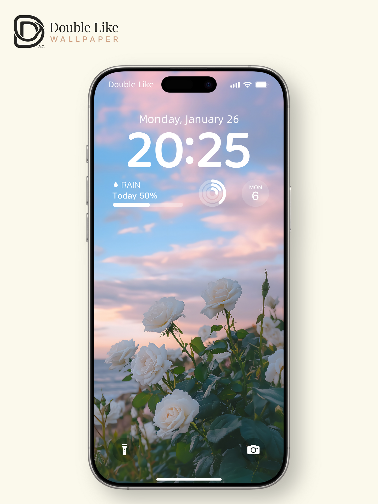 Romantic White Roses Pastel Sunset Ocean Lock Screen Wallpaper Pack [#ZJYX0430]