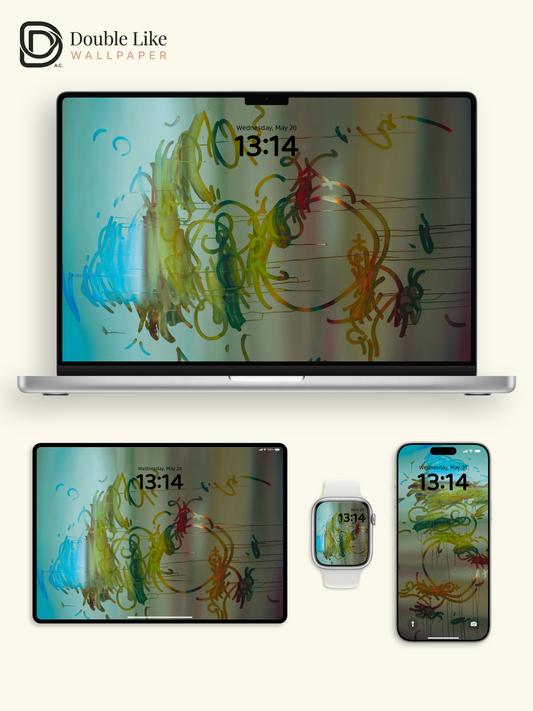 ：Abstract Fluid Calligraphy Lines Colorful Gradient Aesthetic Wallpaper Pack [#ZMY376]