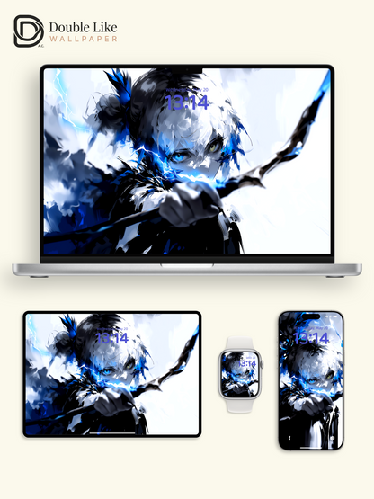 Anime Archer Lightning Glow Heterochromia Eyes Aesthetic Wallpaper Pack [#HW1495]