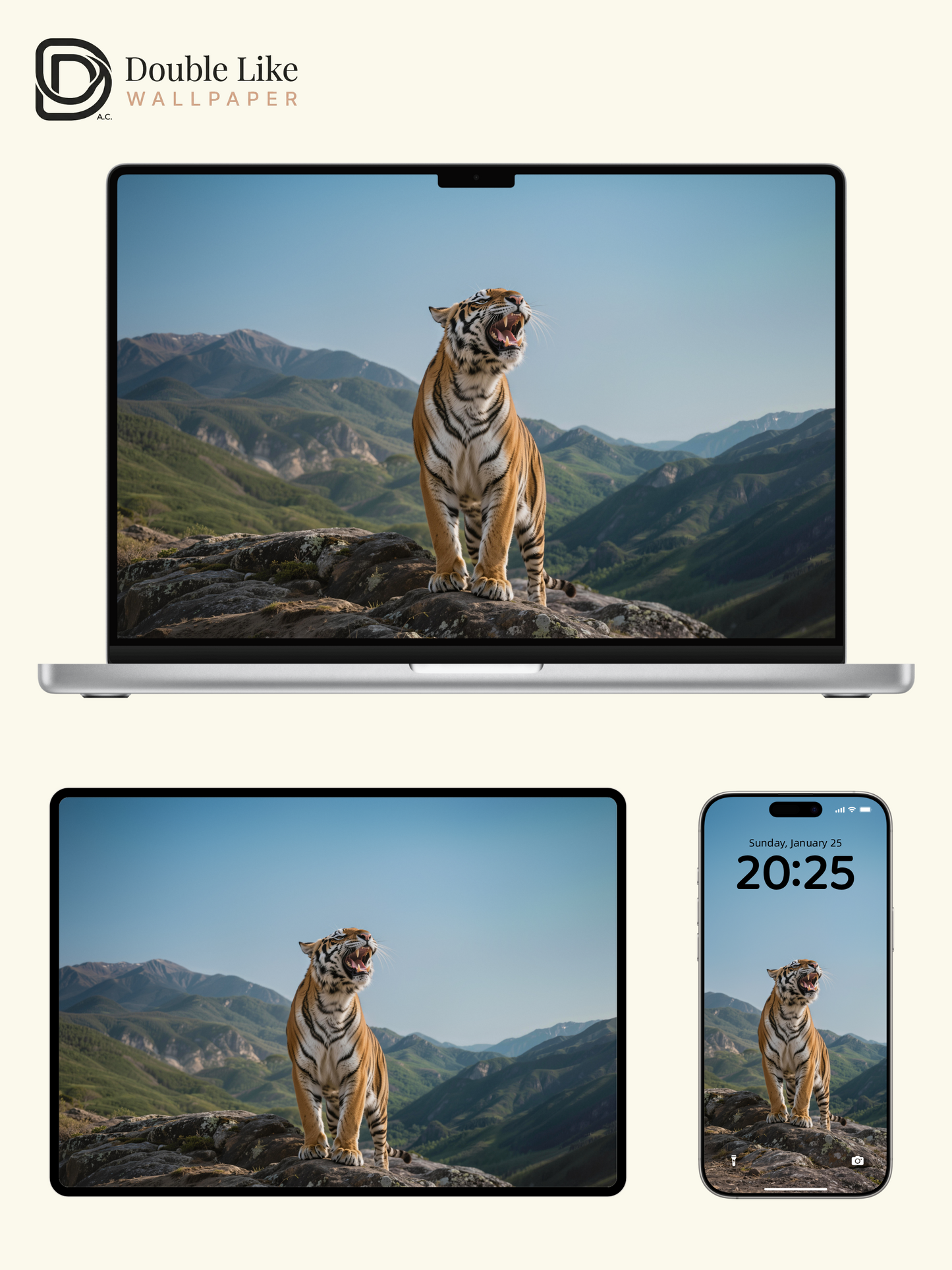 Tiger On Mountain Peak Inspirational Landscape Wallpaper Pack [#LFHL30505]