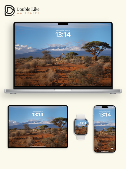 African Savanna Giraffe & Mount Kilimanjaro Nature Aesthetic Wallpaper Pack [#JJ1387]