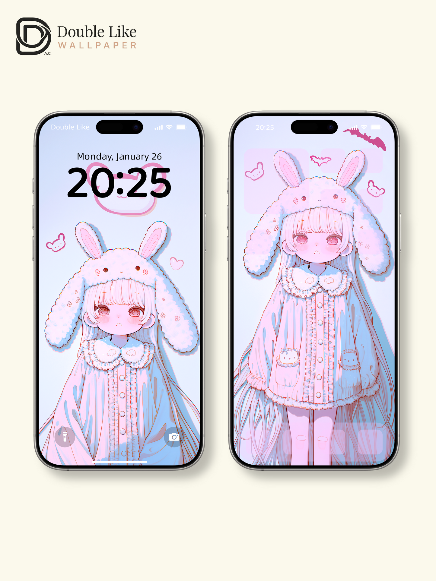 Kawaii Anime Bunny Girl Pastel Aesthetic Wallpaper Pack [#HW1478]
