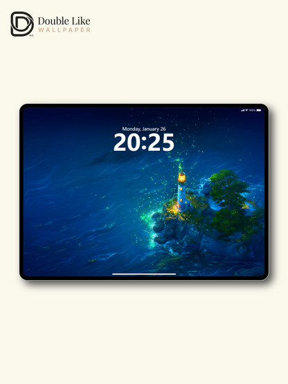 Glowing Lighthouse Ocean Digital Art Dreamy Wallpaper Pack [#WGF038]