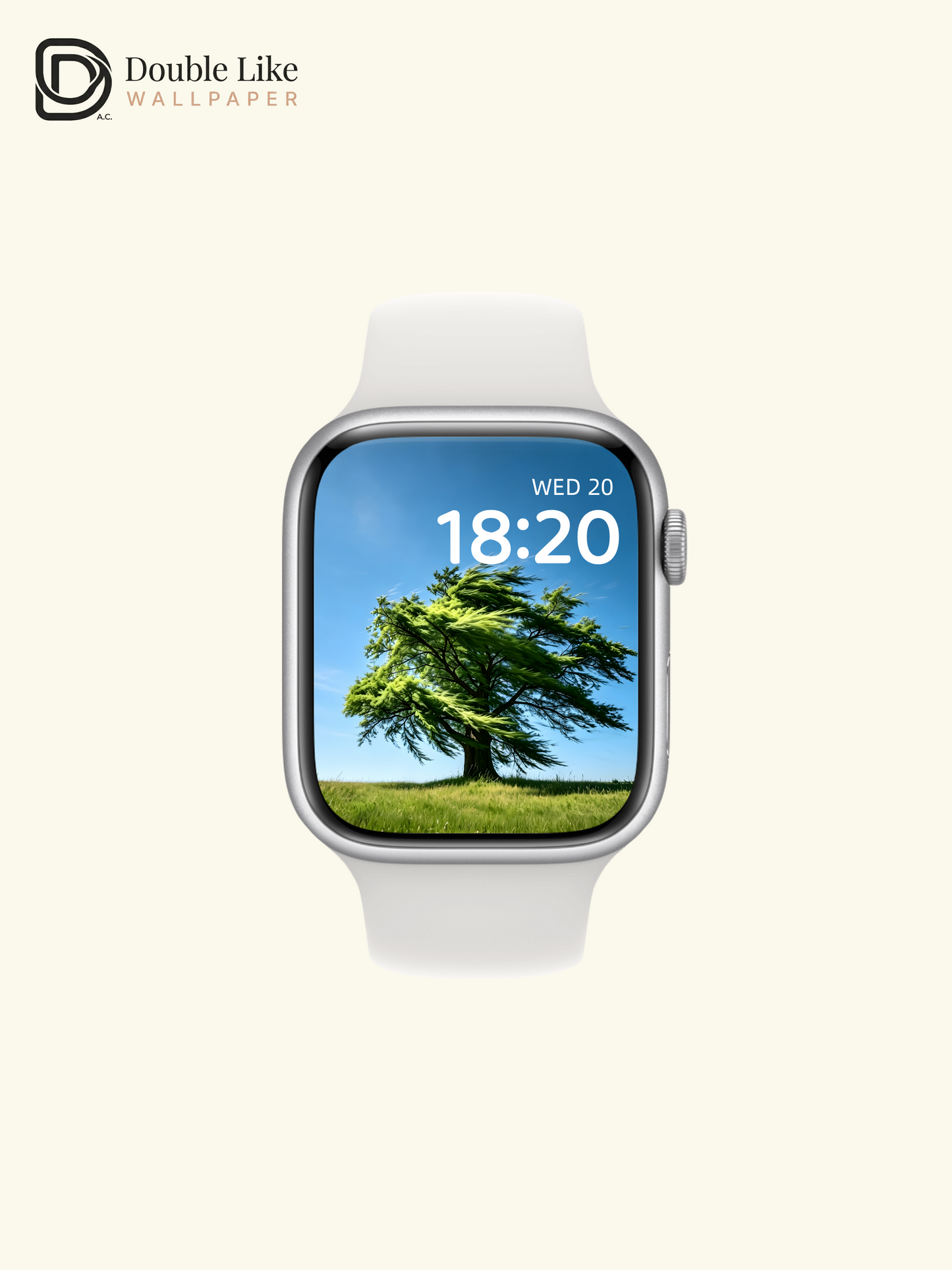 Combined Product Name: Lone Windblown Tree On Clear Sky Meadow Calming Inspirational Atmospheric Nature Landscape Full-Device Wallpaper Pack [#ZMY474]