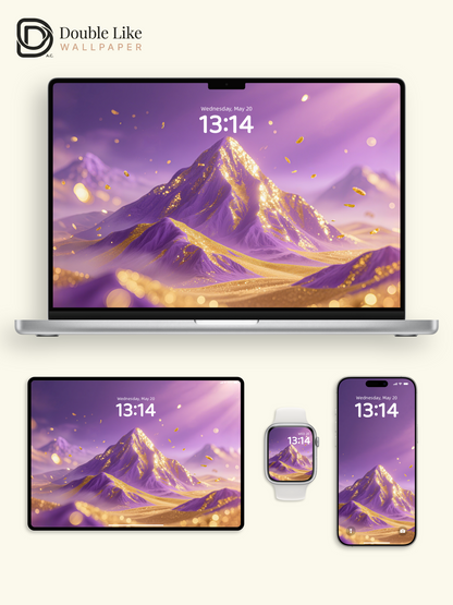 Purple Gold Foil Mountain Peak Fluid Marble Aesthetic Wallpaper Pack [#ZMY247]