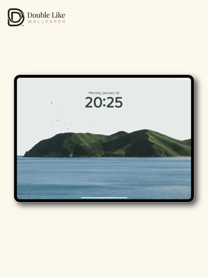 "Green Island, Quiet Birds" Healing Minimalist Wallpaper Set [#LFHL30515]