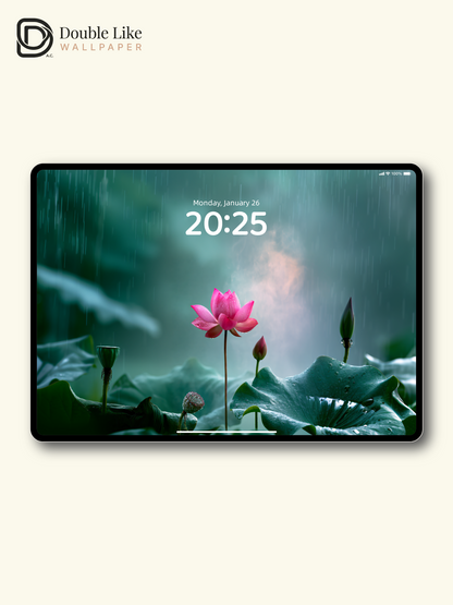 Misty Rain Pink Lotus Aesthetic Zen Wallpaper Pack for Phone and Desktop [#JJ1368]