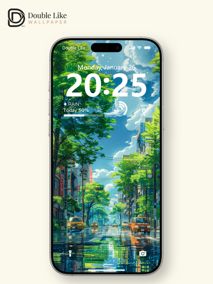 Summer Rain City Street Anime Inspired Aesthetic Wallpaper Pack [#WGF056]