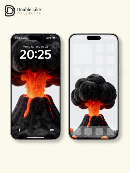 Fluffy Felt Dreamy Volcano Eruption Creative Minimal Aesthetic Illustration Wallpaper Pack [#LFHL30420]