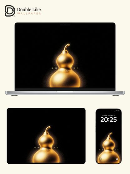 Golden Gourd & Black Minimalist Aesthetic Wallpaper Pack [#JJ230906]
