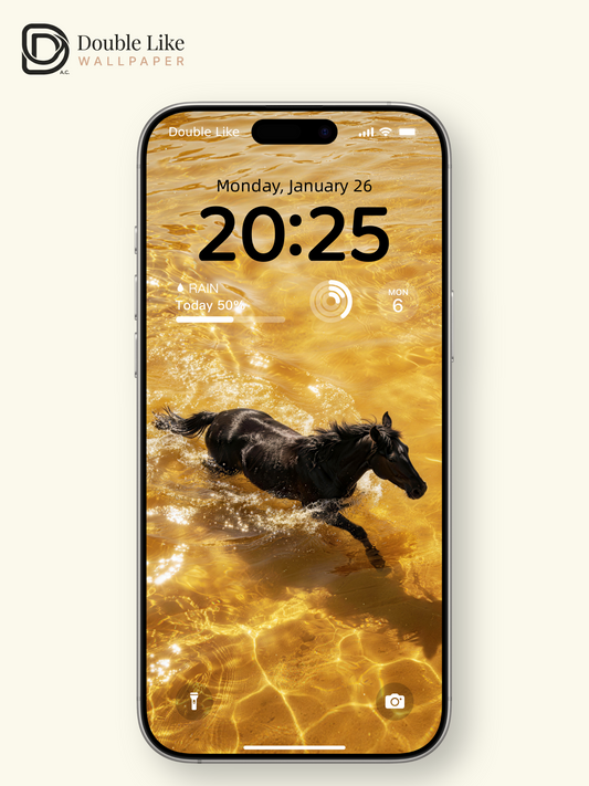 Black Horse Running In Golden Water Motivational Healing Wallpaper Pack [#LFHL30115]