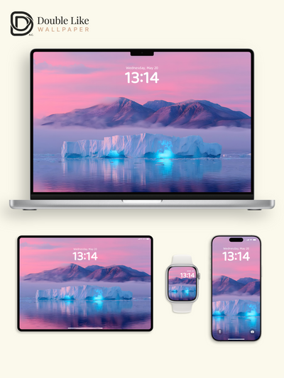 Dreamy Pastel Sunset Iceberg Landscape Lock Screen Wallpaper Pack [#ZJYX0579]