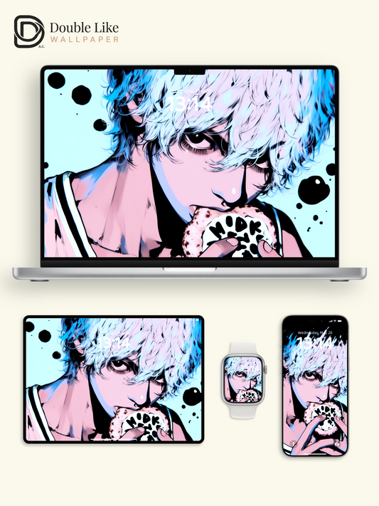 Anime Boy Cyan Streetwear Cookie Aesthetic Wallpaper Pack [#HW1487]