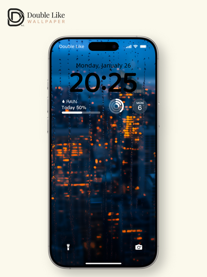Rainy Window City Night Skyline Aesthetic Cinematic Blue Wallpaper Pack [#ZMY040]