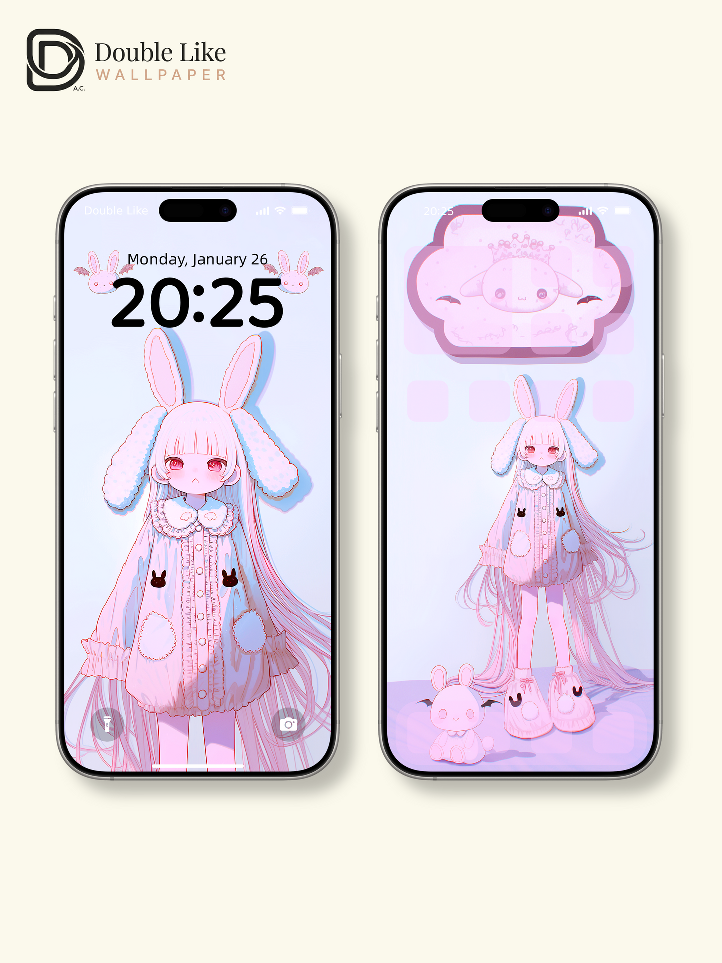 Kawaii Anime Bunny Girl Pastel Aesthetic Wallpaper Pack [#HW1478]