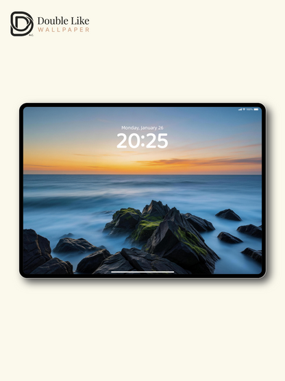 Sunset Silky Waves Rocky Coast Vibe Healing Ocean HD Wallpaper Pack [#LFHL30404]