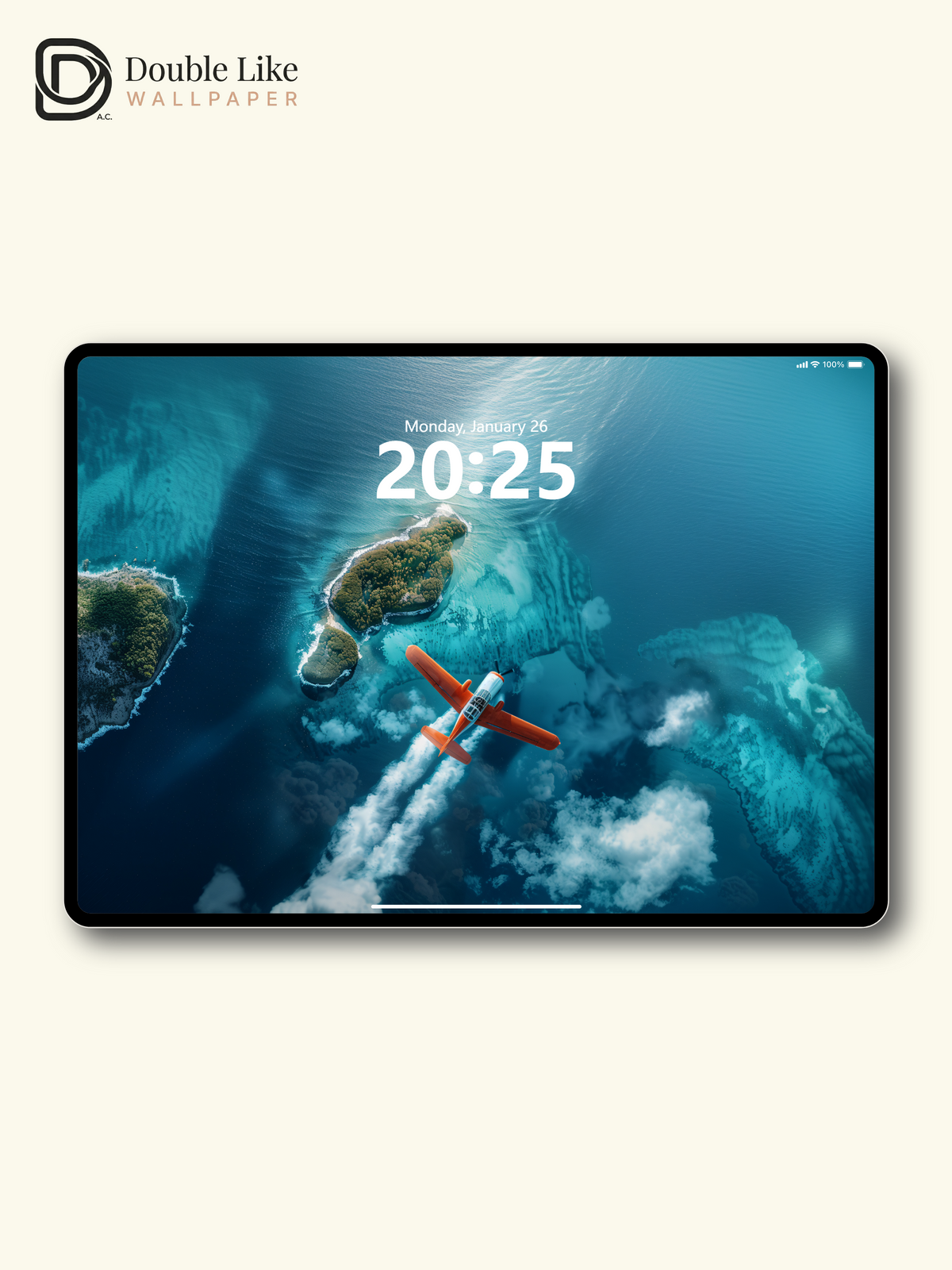 Orange Airplane Ocean Island Aerial Anime Inspired Wallpaper Pack [#WGF063]
