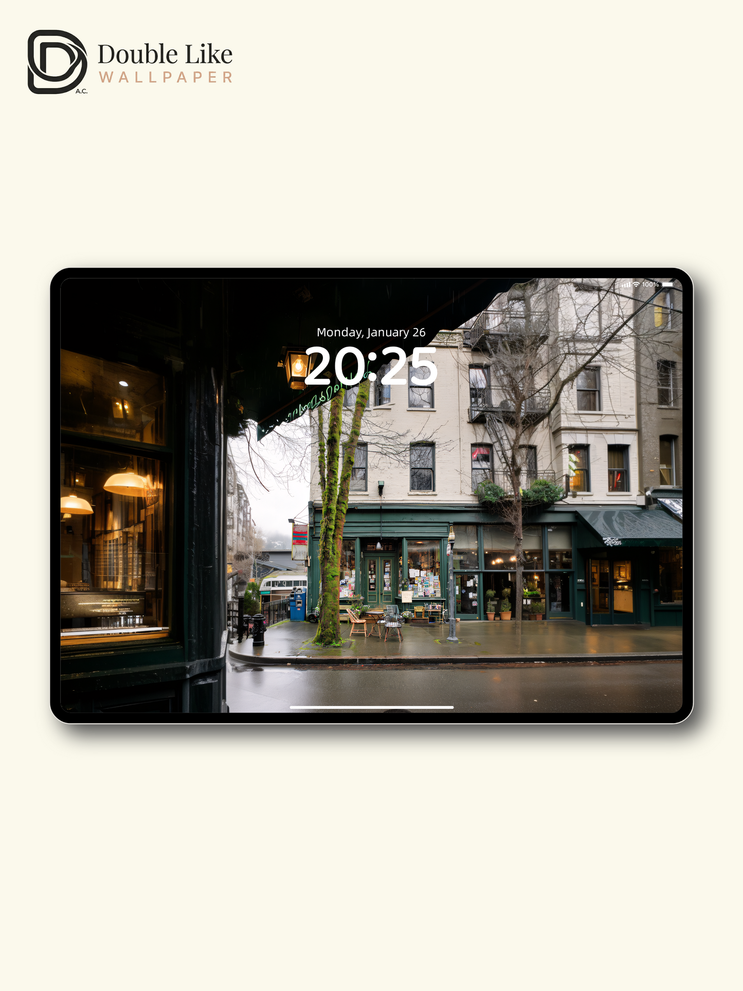 Vintage Rainy City Street Cafe Light Moss Tree Aesthetic Wallpaper Pack [#JJ1360]