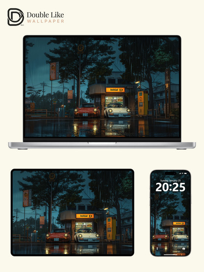 Rainy Japanese Street Classic Porsche Aesthetic Wallpaper Pack [#WGF109]