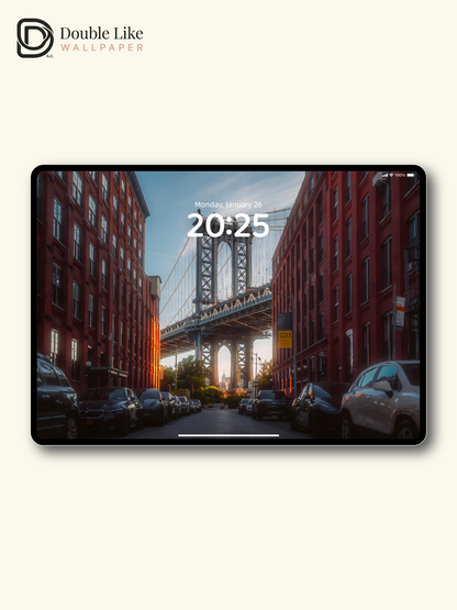 Manhattan Bridge NYC Retro City Vibe Full Wallpaper Set [#ZMY442]