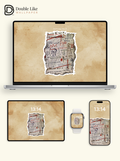 Basquiat Style Neo-Expressionist Torn Paper Vintage Aesthetic Wallpaper Pack [#ZMY502]