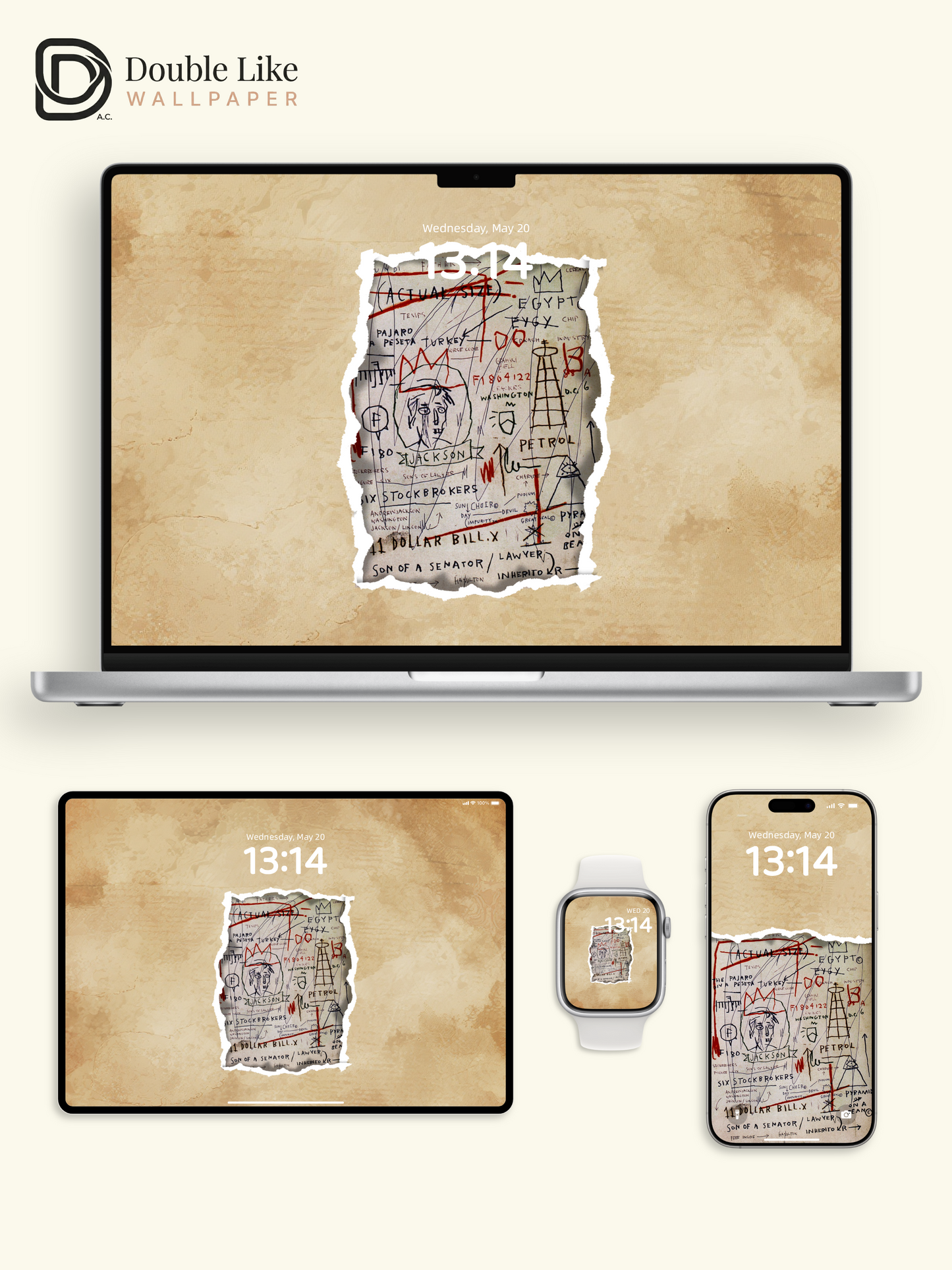 Basquiat Style Neo-Expressionist Torn Paper Vintage Aesthetic Wallpaper Pack [#ZMY502]