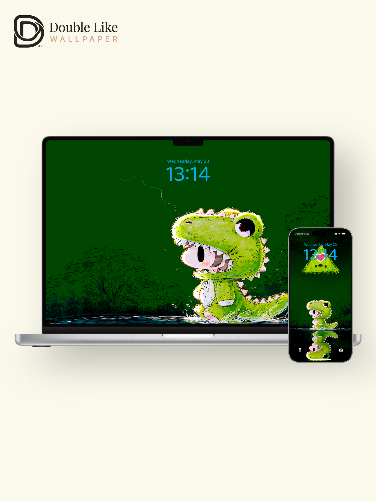 Cute Dinosaur Character Glowing Forest Wallpaper Pack [#GG1405]
