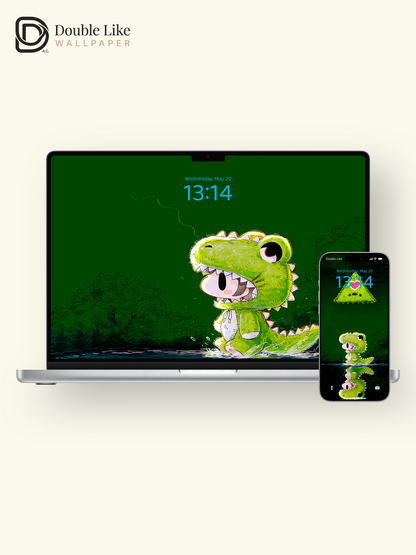 Cute Dinosaur Character Glowing Forest Wallpaper Pack [#GG1405]