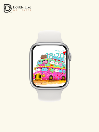 Cute Kawaii Bears Pink Party Bus Joyful Aesthetic Wallpaper Pack [#HW1503]