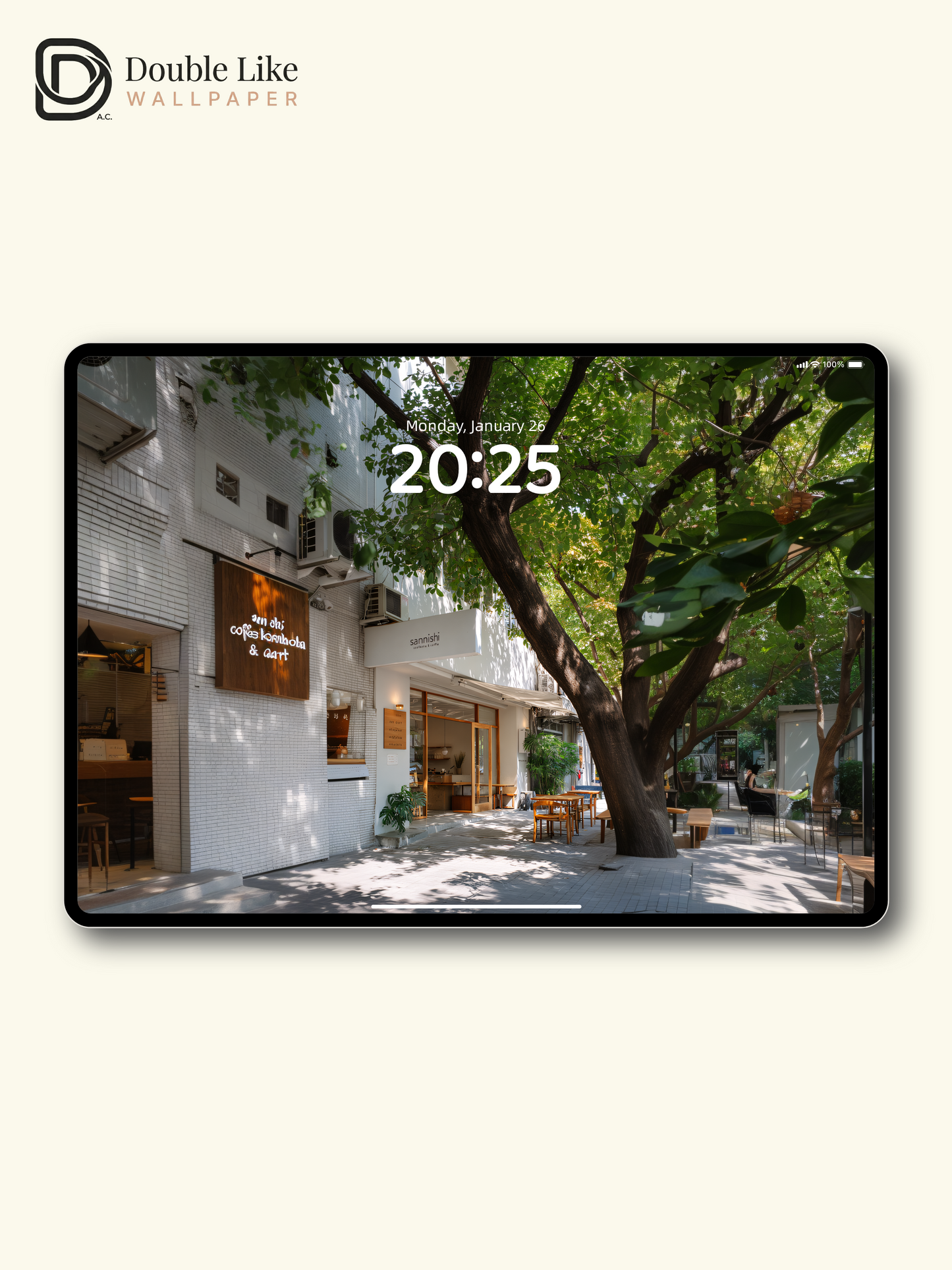 Sunlit Cafe Street Dappled Tree Shadow Aesthetic Wallpaper Pack    [#JJ1363]