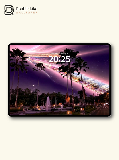 Galactic Secret Realm | Pink Purple Galaxy Coconut Grove Dreamy Wallpaper Pack for All Screens [#HWWx032]