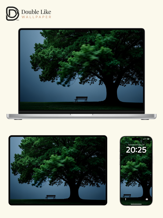 Lonely Tree Empty Bench Solitude Scenic Wallpaper Pack [#LFHL30303]