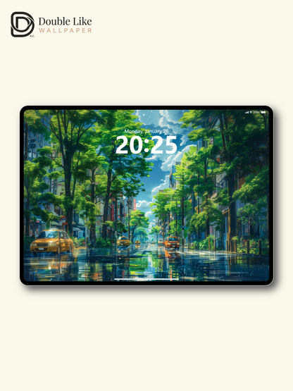 Summer Rain City Street Anime Inspired Aesthetic Wallpaper Pack [#WGF056]