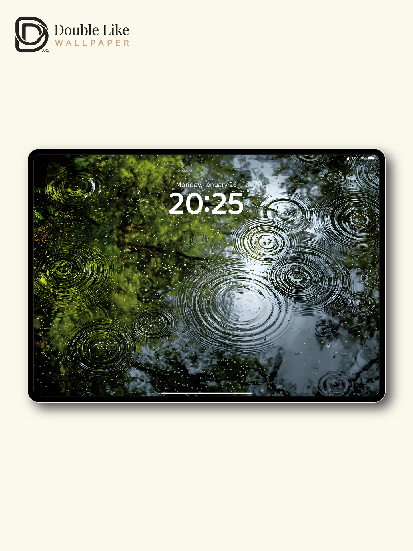 Peaceful Rain Ripples Green Water Nature Wallpaper Pack [#ZJYX0755]