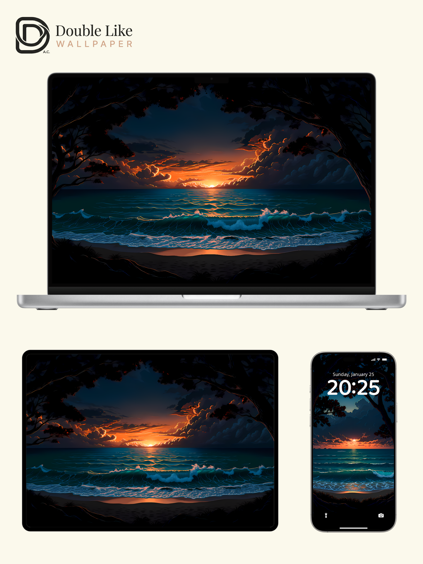 Cinematic Sunset Ocean Beach Multi Device Aesthetic Wallpaper Pack [#LFHL1057]