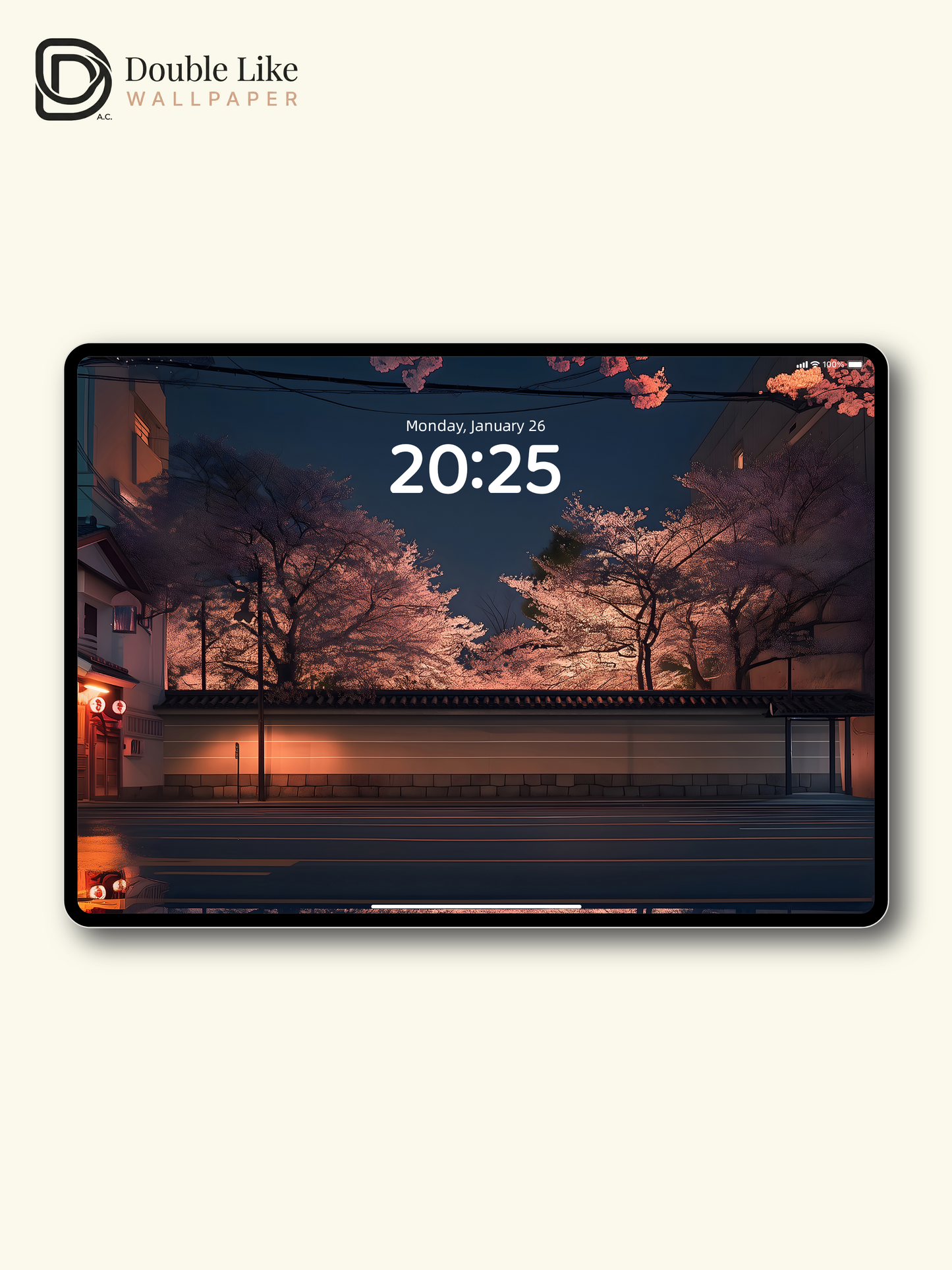 Night Cherry Blossoms Traditional Street Digital Art Wallpaper Pack [#ZJYX0675]
