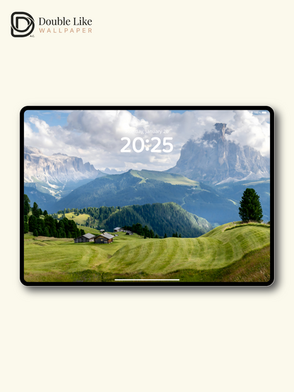 Peaceful Green Mountain Cabins Nature Lock Screen Wallpaper Pack [#ZJYX0111]