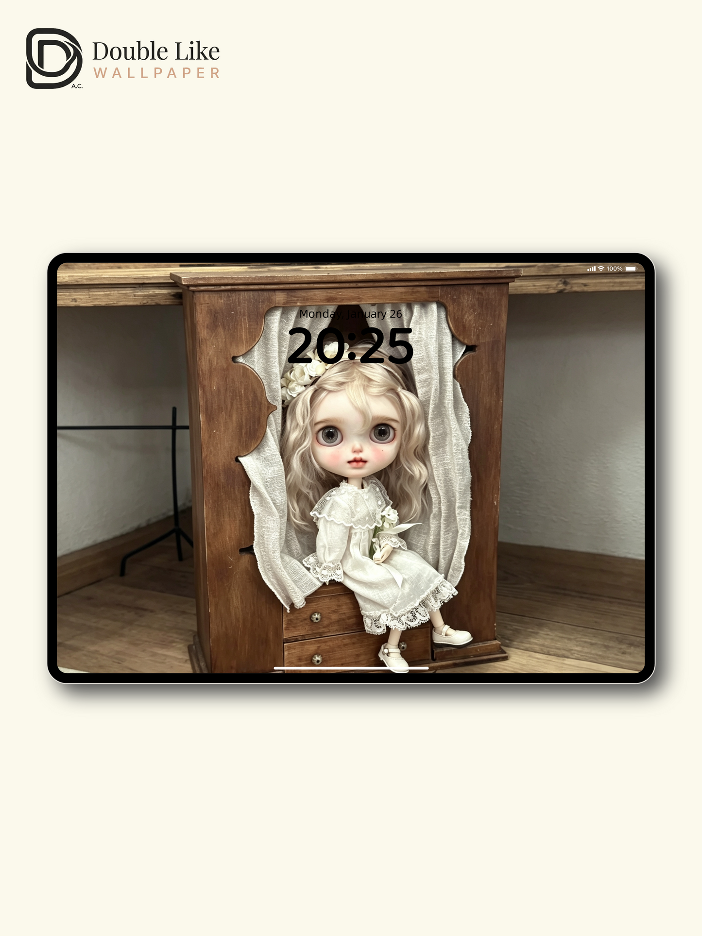 Healing Vintage Blythe Doll In Wooden Cabinet Aesthetic Wallpaper [#HWWs009]