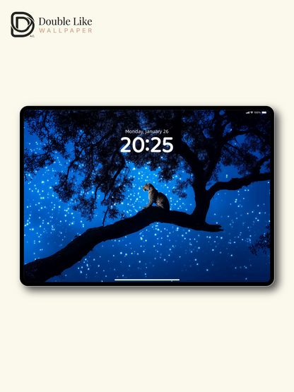 Leopard on Starry Tree Night Digital Art Wallpaper Pack [#ZJY619]