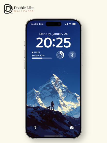 Majestic Snowy Mountain Peak Hiking Adventure Illustration Wallpaper Pack [#JJ1313]