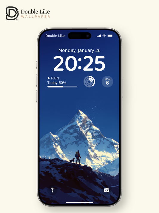 Majestic Snowy Mountain Peak Hiking Adventure Illustration Wallpaper Pack [#JJ1313]
