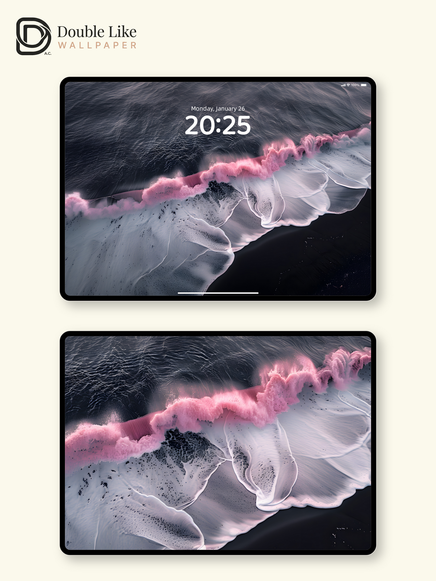 Surreal Pink Wave Dark Beach Aesthetic Wallpaper Pack [#ZJYX0199]