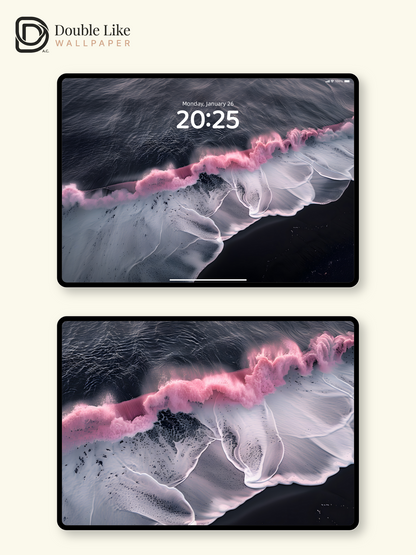 Surreal Pink Wave Dark Beach Aesthetic Wallpaper Pack [#ZJYX0199]