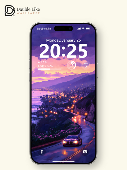 Purple Sunset Coastal Highway Aesthetic Wallpaper Pack [#WGF117]