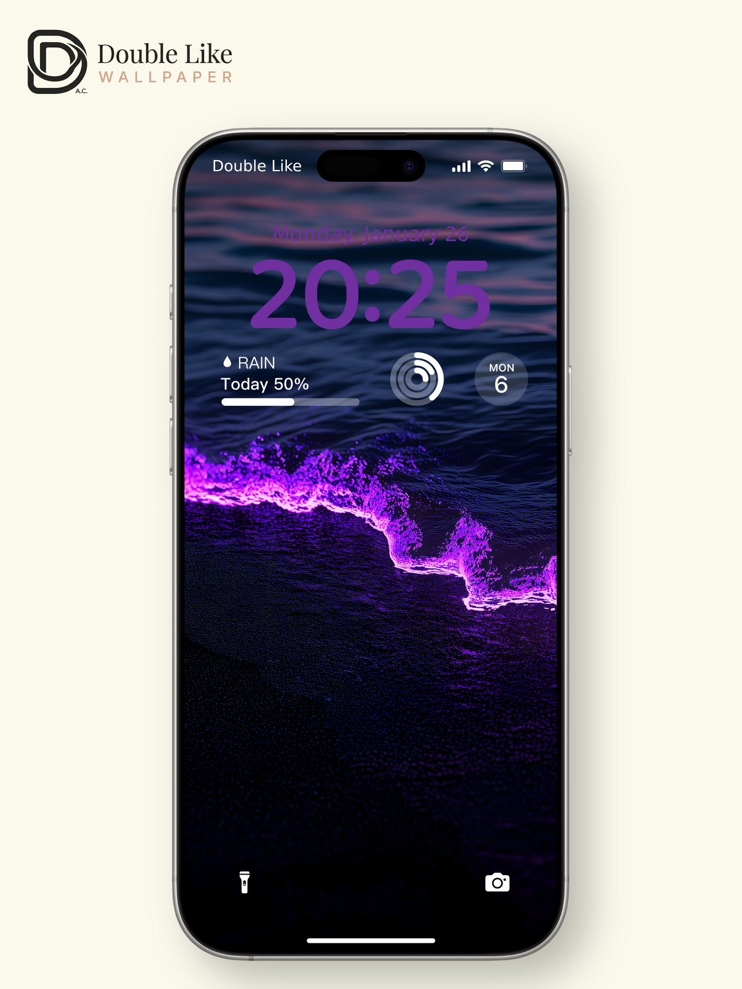 Bioluminescent Purple Ocean Wave Glowing Shoreline Aesthetic Wallpaper Pack [#ZMY055]