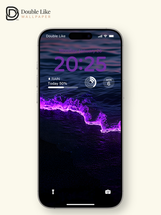 Bioluminescent Purple Ocean Wave Glowing Shoreline Aesthetic Wallpaper Pack [#ZMY055]